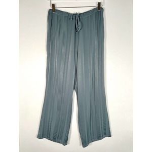 LACAUSA Women's Striped Vela Pants S Sage Green Pull On Pockets Wide Leg